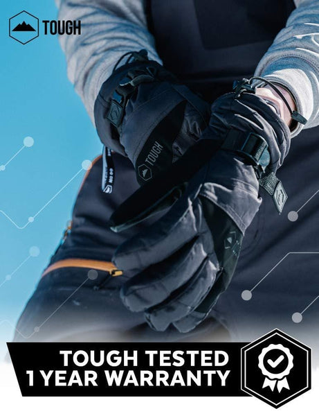 Winter Ski & Snow Gloves for Men & Women - Waterproof & Windproof Snowboard Gloves for Skiing, Snowboarding & Shoveling - With Wrist Leashes, Nylon Shell, Thermal Insulation & Synthetic Leather Palm