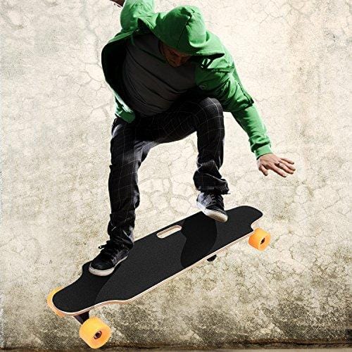 35.4" Electric Skateboard 10km Range 250W Hub-Motor 2.9" Wheels Longboard with Remote Controller Waterproof IP54 (Orange)