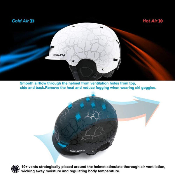 MONATA Adult Ski & Snowboard Helmet for Men and Women Winter Snow Sports Protect - Adjustable Large Size 23.22-24 Inches（Black）