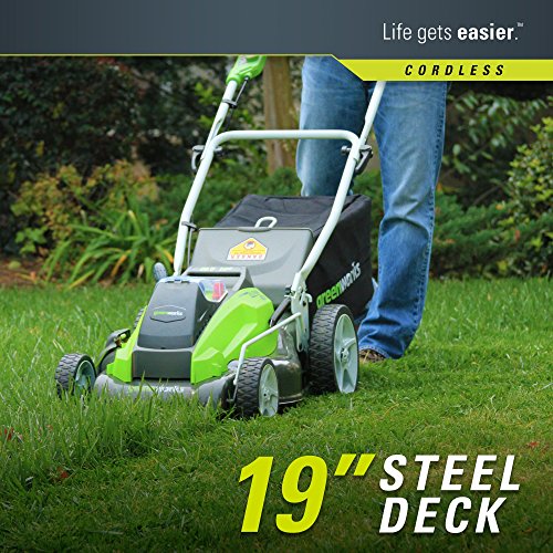 Greenworks 19-Inch 40V Cordless Lawn Mower, 4.0 AH & 2.0 AH Batteries Included 25223