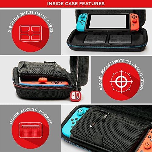 Nintendo Switch Carrying Case - Protective Deluxe Travel Case - Black Ballistic Nylon Exterior - Official Nintendo Licensed Product