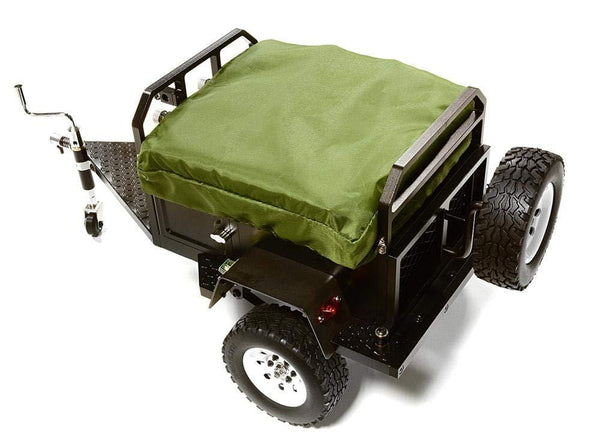 Integy RC Model Hop-ups C27994BLACK Alloy Realistic Model Camping Trailer w/Roof Top Tent for 1/10 RC 390x195x175mm