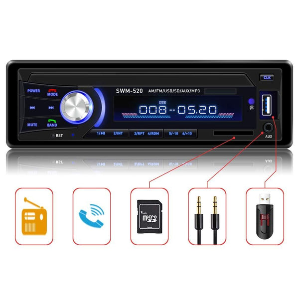 Car Stereo with Bluetooth Single din in Dash, AM FM Car Radio Car Audio Support USB, SD Card,AUX in, with Wireless Remote Control