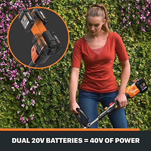 WORX WG184 40V Power Share 13" Cordless String Trimmer & Wheeled Edger (2x20V Batteries)
