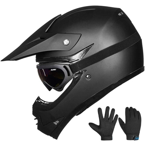 ILM Youth Kids ATV Motocross Dirt Bike Motorcycle BMX Downhill Off-Road MTB Mountain Bike Helmet DOT Approved (Youth-M, Matte Black)