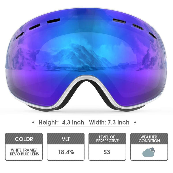 ACURE Ski Goggles- OTG Frameless Snow Snowboard Goggles of Dual Lens with Anti Fog and UV400 Protection for Men, Women, Adults & Youth (Blue)