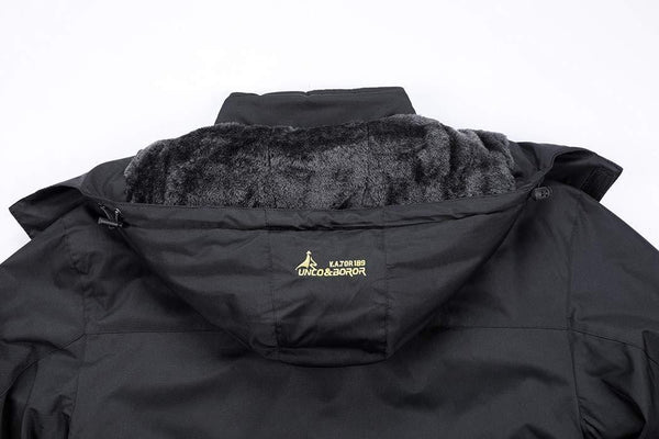 MOERDENG Women's Waterproof Windproof Rain Snow Jacket Hooded Fleece Ski Coat Black, Small