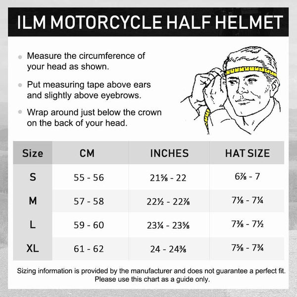 ILM Half Helmet Motorcycle Open Face Sun Visor Quick Release Buckle DOT Approved Cycling Motocross Suits Men Women (M, MATT BLACK)