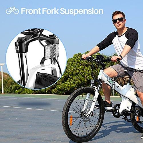 ECOTRIC 26” Electric Bike 2018 Update 1000W 48V/12AH Electric City Bicycle Shimano 7 Speeds LED Display Lithium Battery,90% Pre-Assembled,Max Speed: 25 mph/h (White)