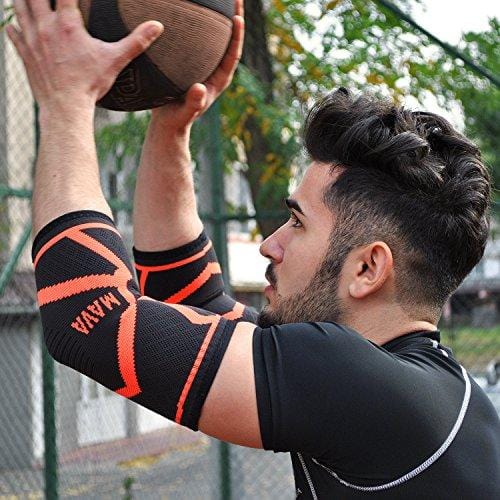 Mava Sports Elbow Brace Compression Sleeve (Pair) - Elbow Brace for Tendonitis, Tennis, Workouts, Weightlifting, Golfer's Elbow Treatment, Basketball- Reduce Joint Pain & Elbow Support - Elbow Sleeve