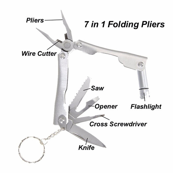 Outdoor Survival Kit for Camping Hiking Hunting Travel Selfhelp SOS Gear Emergency Tools Pack with Fire Starter, Carabiner, Survival Whistle, Credit Card Tool, Compass, Wire Saw, Pliers