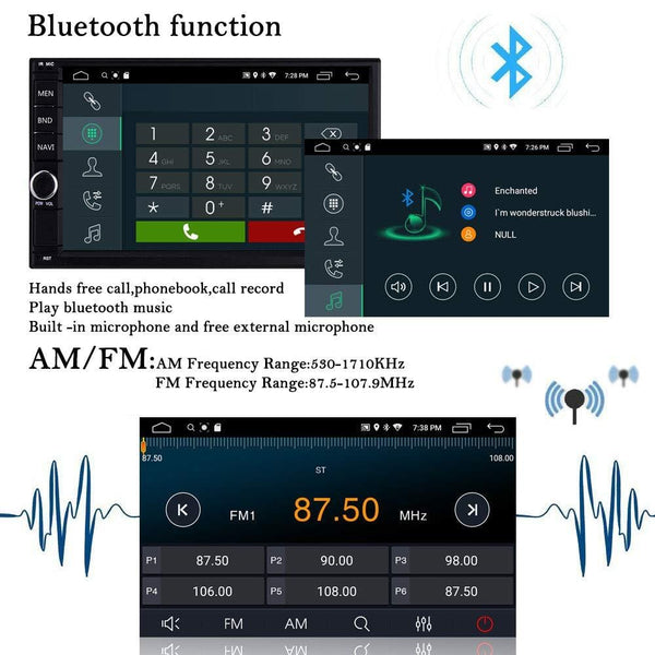 YODY Android 9.0 Double Din Car Stereo Radio 7 Inch Touch Screen in Dash GPS Navigation Support WiFi Bluetooth Mirror Link SWC OBD with Backup Camera and Microphone