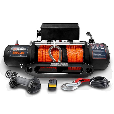 ZESUPER 9500-lb. Load Capacity Electric Winch Kit,Waterproof IP67 Electric Winch with Hawse Fairlead, with Both Wireless Handheld Remote and Corded Control Recovery