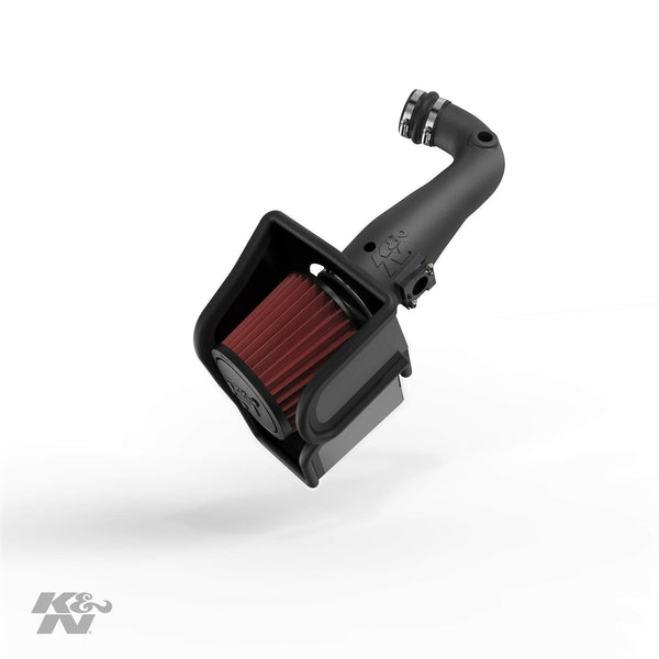 K&N Cold Air Intake Kit with Washable Air Filter:  2008-2010 Ford Super Duty (F250, F350, F450, F550) 6.4L V8 Diesel, Black HDPE Tube with Red Oiled Filter, 57-2576