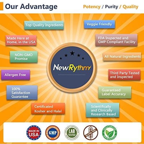 NewRhythm Probiotics 50 Billion CFU 20 Strains, 60 Veggie Capsules, Targeted Release Technology, Stomach Acid Resistant, No Need for Refrigeration, Non-GMO, Gluten Free