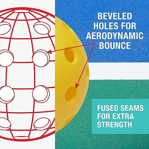 FILA Accessories Outdoor Pickleball Balls - Official Outdoor Pickleballs, Regulation Size with 40 Holes (Yellow), Pack of 4