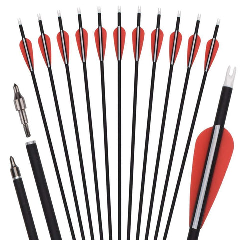 Szeo Archery Arrows 30 inch Carbon Practice Hunting and Target Arrows for Compound Recurve Traditional Bow with Removable Tips (Pack of 12)
