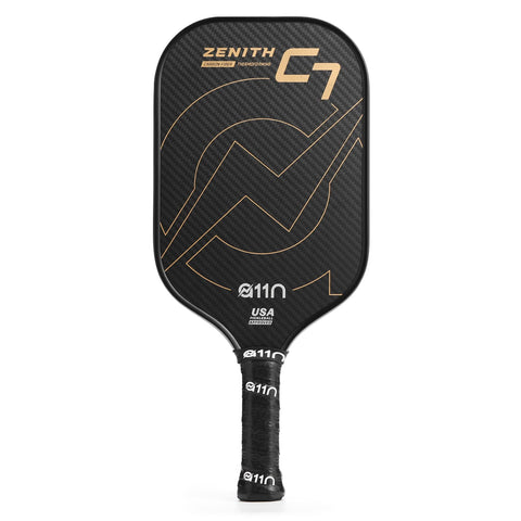 A11N Zenith C7-16mm Pickleball Paddle, T700 Carbon Fiber Thermoformed with Foam Injected Walls, USA Pickleball Approved, Elongated Shape, Gold