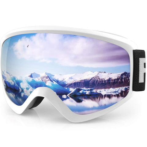 findway Kids Ski Goggles, Kids Snow Snowboard Goggles for Boys Girls Youth (Pink Blue Rose) Age 5 6 7 8 9 10 11 12 13 14 15 16,Over Glasses OTG Design,Anti Fog,100% UV Protection,Helmet Compatible