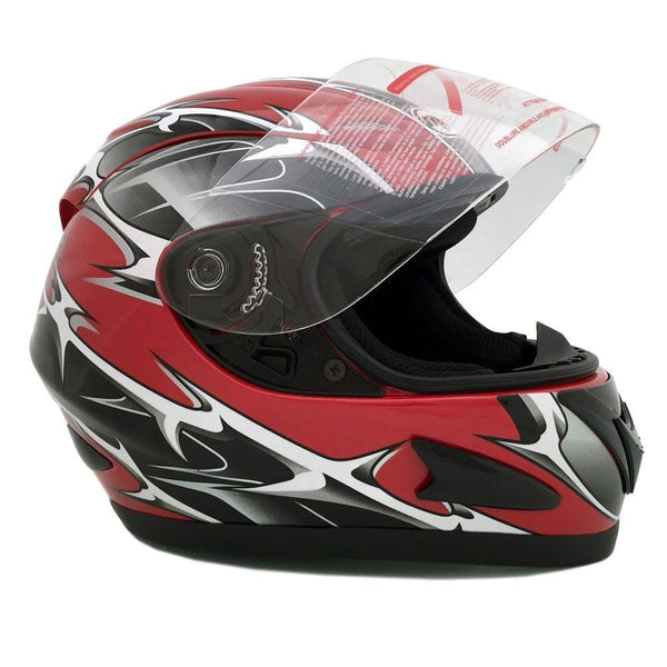 MMG 118S Motorcycle Full Face Helmet DOT Street Legal, Spikes Red, Medium, Includes 2 Visors Clear and Smoked Shield