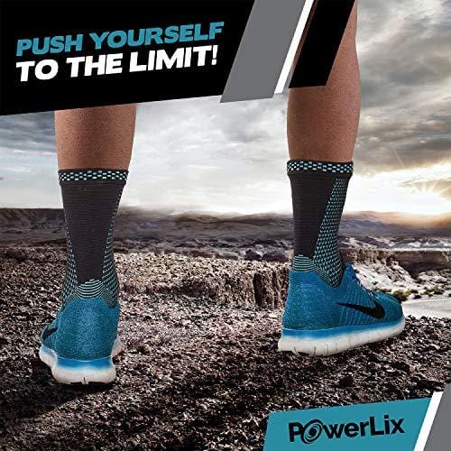 POWERLIX Ankle Brace Compression Support Sleeve (Pair) for Injury Recovery, Joint Pain and More. Plantar Fasciitis Foot Socks with Arch Support, Eases Swelling, Heel Spurs, Achilles Tendon