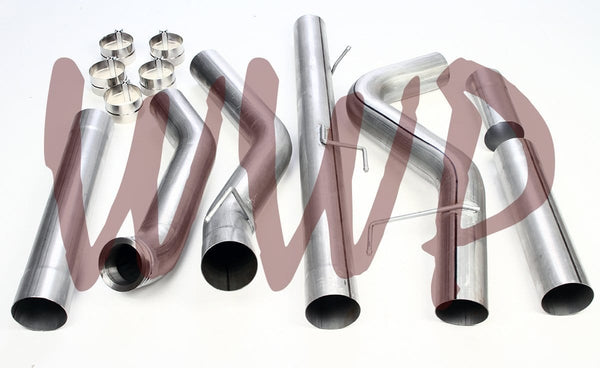 Performance Race Racing SS409 T409 Stainless Steel 4" Turbo Back Exhaust System + Downpipe Down Pipe DPF For 13-17 Dodge Ram 2500 3500 Cummins 6.7L Turbo Diesel Pickup Truck - Fit Both, Coil & Leaf Sp