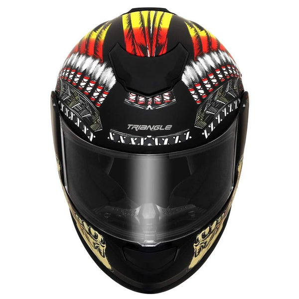 Triangle Full Face Lightweight, Aerodynamic, Comfortable Street Bike Motorcycle Helmets DOT Approved (Indian Yellow, X-Large)