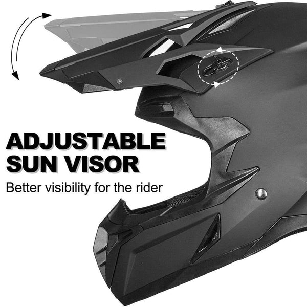 ILM Adult ATV Motocross Off-Road Street Dirt Bike Full Face Motorcycle Helmet DOT Approved MX MTV Suits Men Women (L, Matte Black)