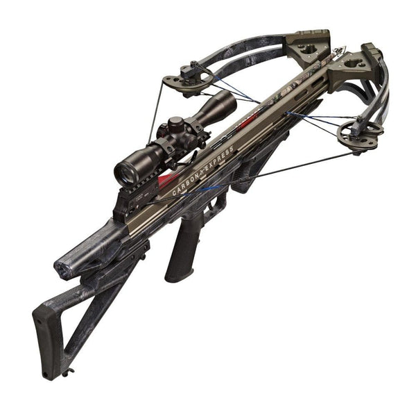 Carbon Express Intercept Supercoil LT Crossbow Kit (Rope Cocker, 3 Arrow Quiver, 3 Crossbolts, Rail Lubricant, 3 Practice Points, 4x32 Deluxe Lighted Scope), Kryptek Typhon Camo (NEW 2015 Model)