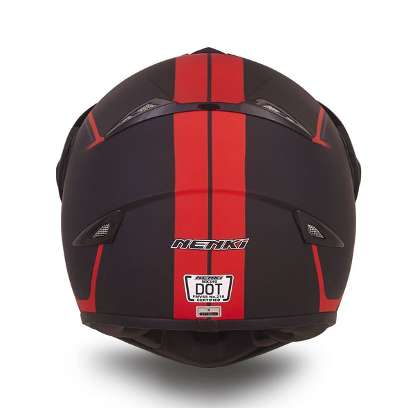 Dual Sport Helmet by NENKI Full Face Motocross & Motorcycle Helmets Dot Approved With Iridium Red Visor Attached Clear Visor NK-310 (M, Matt Black & Red)