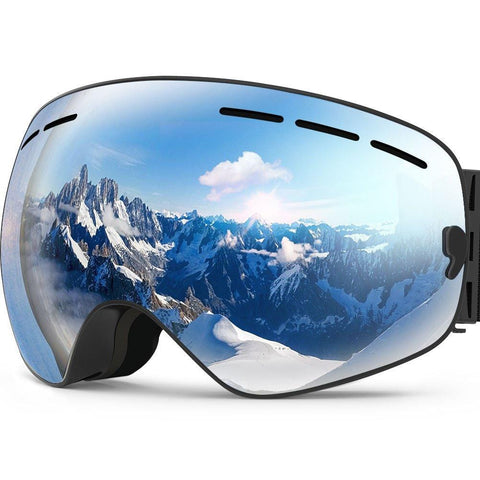 Zionor X Ski Snowboard Snow Goggles OTG Design for Men & Women with Spherical Detachable Lens UV Protection Anti-Fog