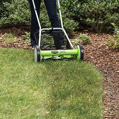 Greenworks 16-Inch Reel Lawn Mower with Grass Catcher 25052
