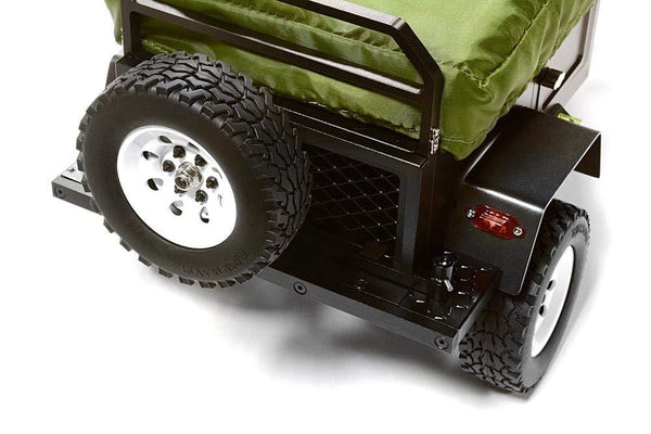 Integy RC Model Hop-ups C27994BLACK Alloy Realistic Model Camping Trailer w/Roof Top Tent for 1/10 RC 390x195x175mm