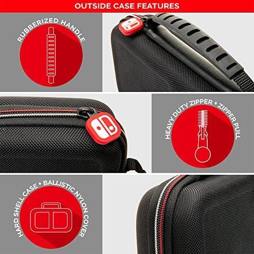 Nintendo Switch Carrying Case - Protective Deluxe Travel Case - Black Ballistic Nylon Exterior - Official Nintendo Licensed Product