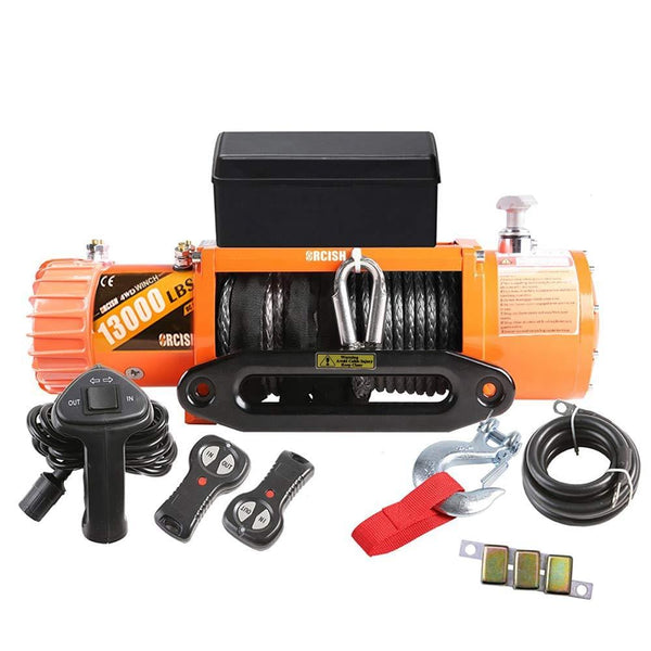 ORCISH 13000lb IP67 Waterproof Winch Synthetic Rope Electric Jeep Truck Winches
