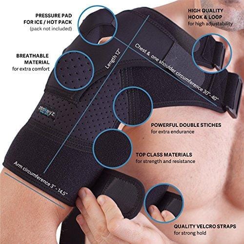 Shoulder Brace for Men and Women+ Bonus – for Torn Rotator Cuff Support,Tendonitis, Dislocation, Bursitis, Neoprene Shoulder Compression Sleeve Wrap by Zenkeyz