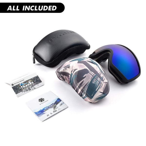 HUBO SPORTS Ski Snowboard Goggles for Men Women Adult, Over Glasses Snow Goggles of Dual Lens with Anti Fog & UV400 for Youth Teenage (FGreen)