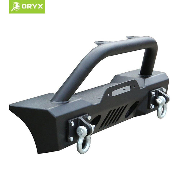 ORYX JB115868 Off-Road Stubby Front Bumper Rock Crawler With Winch Plate & D-Rings Fits Jeep Wrangler 2007-2019 (JK & JL)