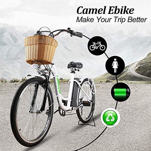 NAKTO 26" 250W City-Electric Bicycle Sporting Shimano 6-Speed Gear E-Bike 36V 10A Lithium Battery