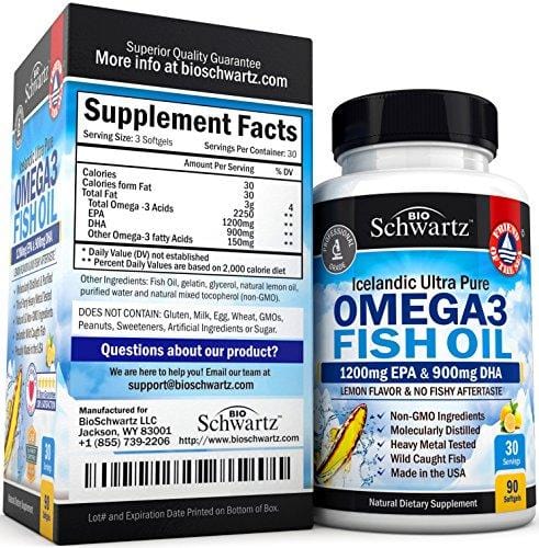 Omega 3 Fish Oil Supplement with 1200mg EPA, 900mg DHA & Fatty Acid Combination – Healthy Blood Pressure, Immune, Heart Support – Promotes Joint, Eyes, Brain & Skin Health - Non GMO Softgels