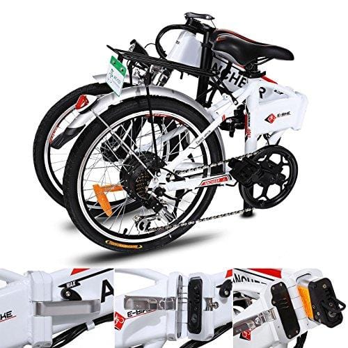 ANCHEER Folding Electric Bike with 36V 8Ah Removable Lithium-Ion Battery, 20 inch Ebike with 250W Motor and Shimano 7 Speed Shifter (Folding-White)