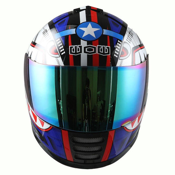 WOW Motorcycle Full Face Helmet Street Bike BMX MX Youth Kids Shark Blue