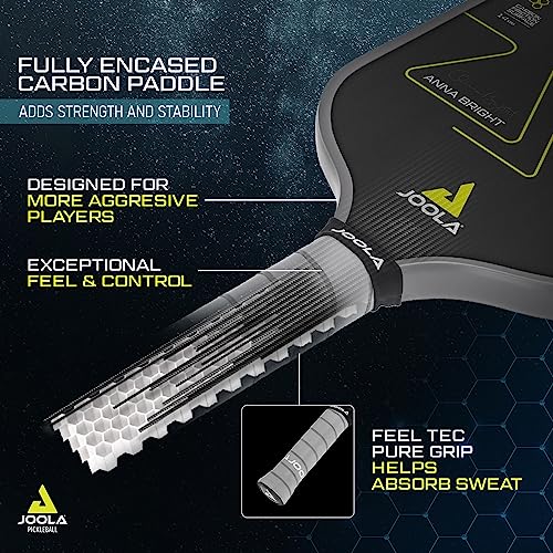 JOOLA Anna Bright Scorpeus Pickleball Paddle w/Charged Surface Technology for Increased Power & Feel - Fully Encased Carbon Fiber Pickleball Paddle w/Larger Sweet Spot - USAPA Approved. 14mm
