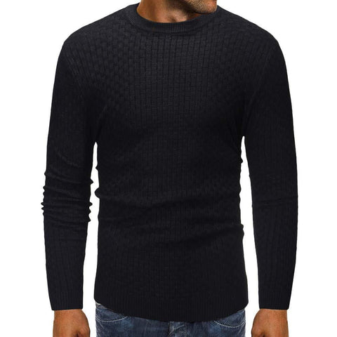 FIRERO Men's Long Sleeve Autumn Winter Slub Pattern Casual Top Blouse Knitted Sweater