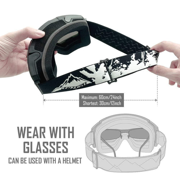 Ski Goggles, Anti-Fog UV Protection Winter Snow Sports Snowboard Goggles with Interchangeable Spherical Dual Lens for Men Women & Youth Snowmobile Skiing Skating