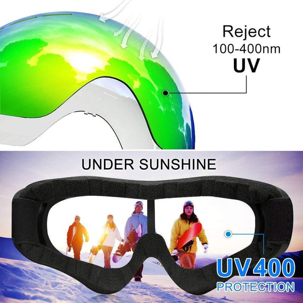 ELECOOL Ski Goggles 2 Packs, Multicolor Lenses Snow Goggles with Wind Dust UV 400 Protection for Women Men Kids Girls Boys Winter Snowboard Snowmobile Skiing (Black/Grey)