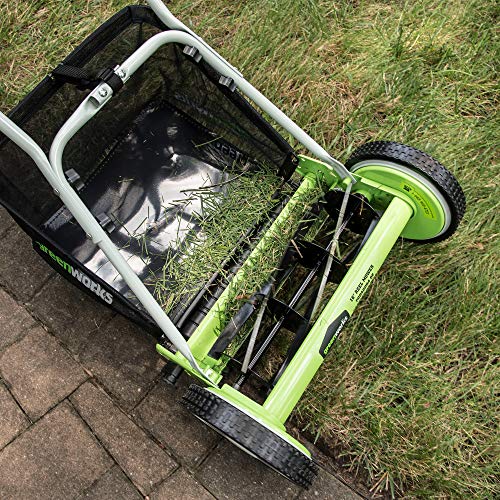 Greenworks 16-Inch Reel Lawn Mower with Grass Catcher 25052