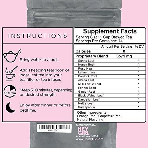 Detox Tea - CLEANSE Herbal Teatox Reduces Bloating & Helps Your Body Stay Regular | Keep Your Colon Happy and You Feeling Healthy with Hey Girl Tea