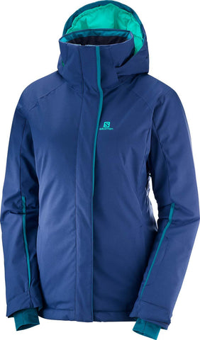 SALOMON Stormpunch Ski Jacket Medieval Blue Womens Sz L