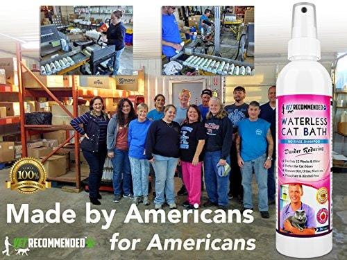 Vet Recommended NEW Waterless Cat Shampoo - Detergent and Alcohol Free - Apple Extract Dry Cat Shampoo Spray to Clean, Moisturize & Help Cat Dander - Use Without Using Water. USA Made (8oz/240ml)